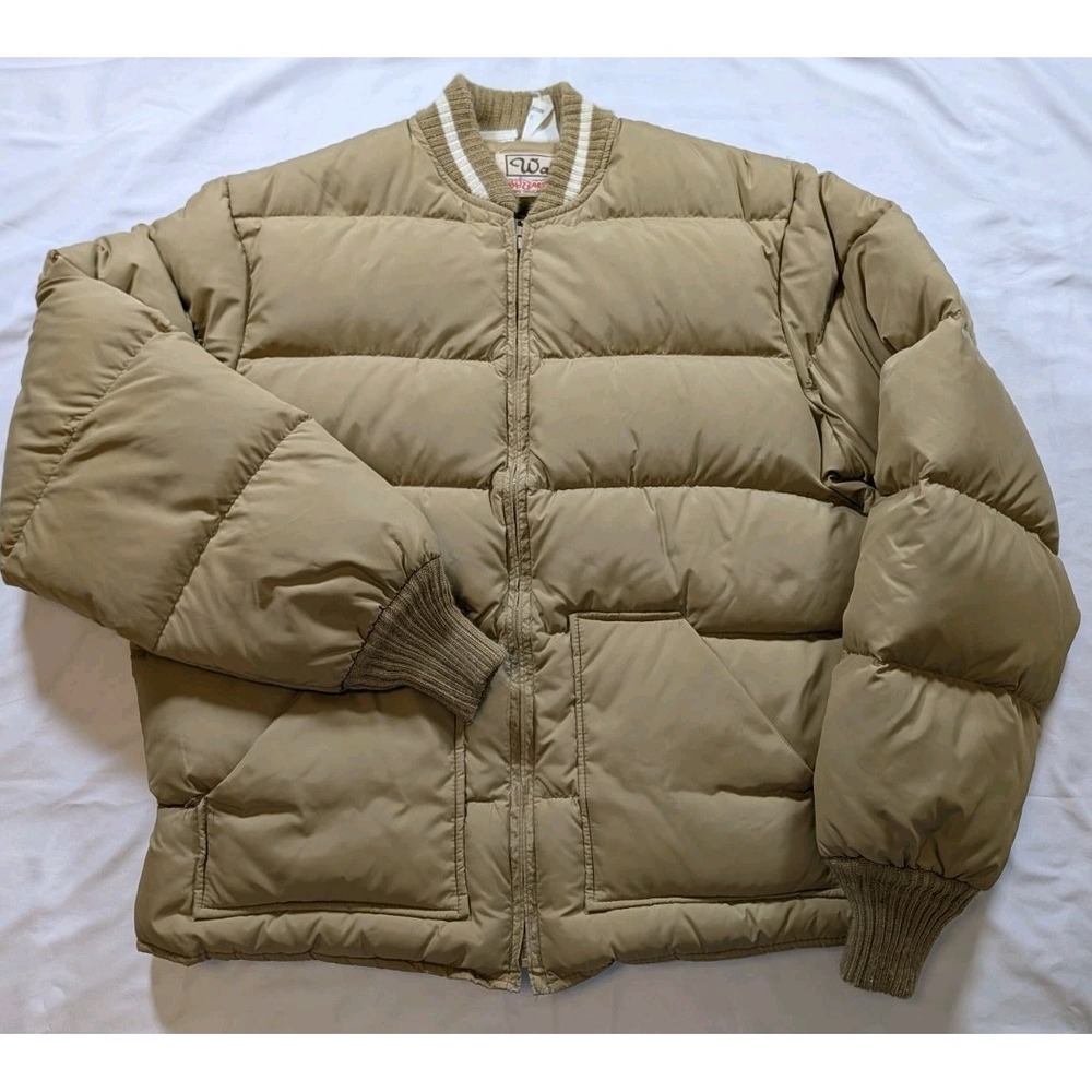 Vintage Walls Blizzard-Pruf Down Puffer Jacket Mens Lg Tall Tan Made USA Bomber